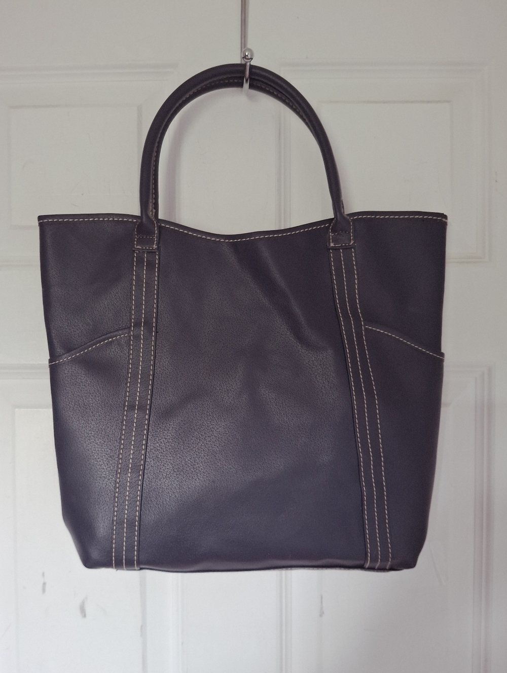 Estee Lauder Navy Blue Faux Leather Tote Bag
